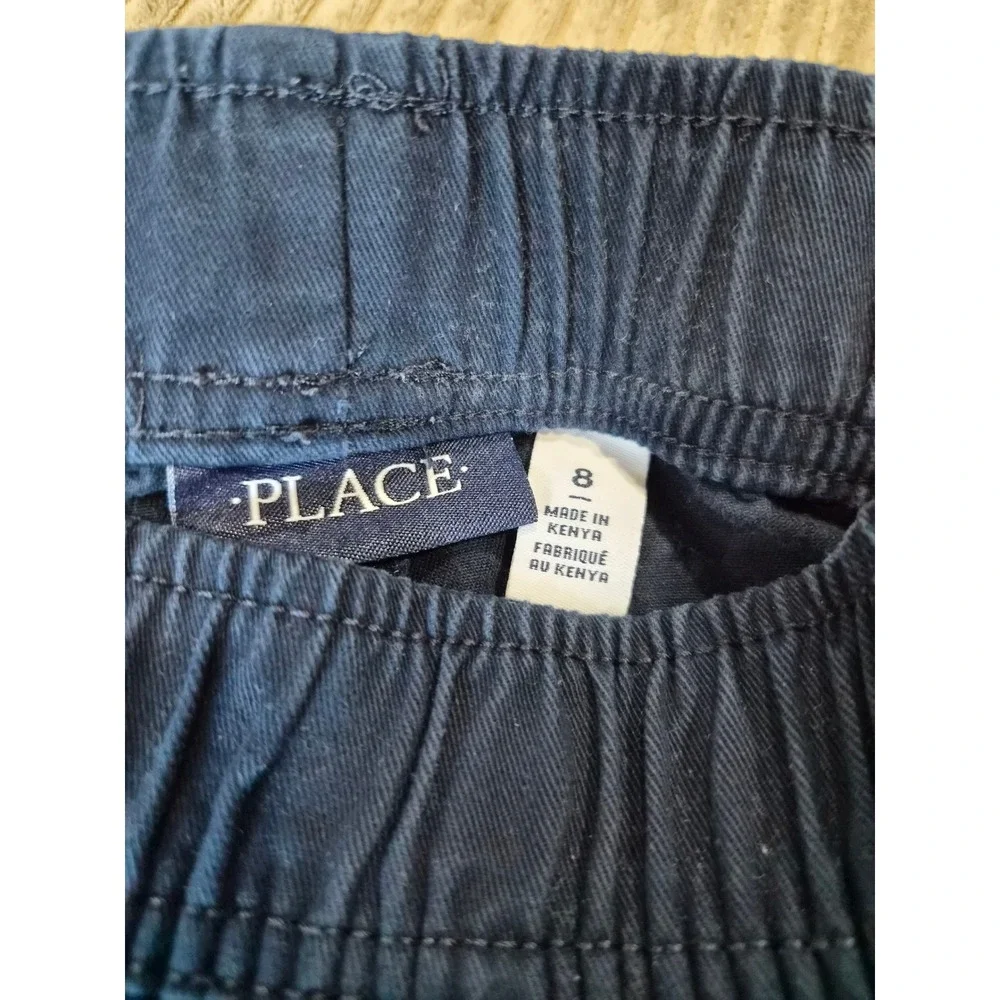 Childrens Place Boys Navy Blue Cargo Pants Elastic Waist Pull On Size 8